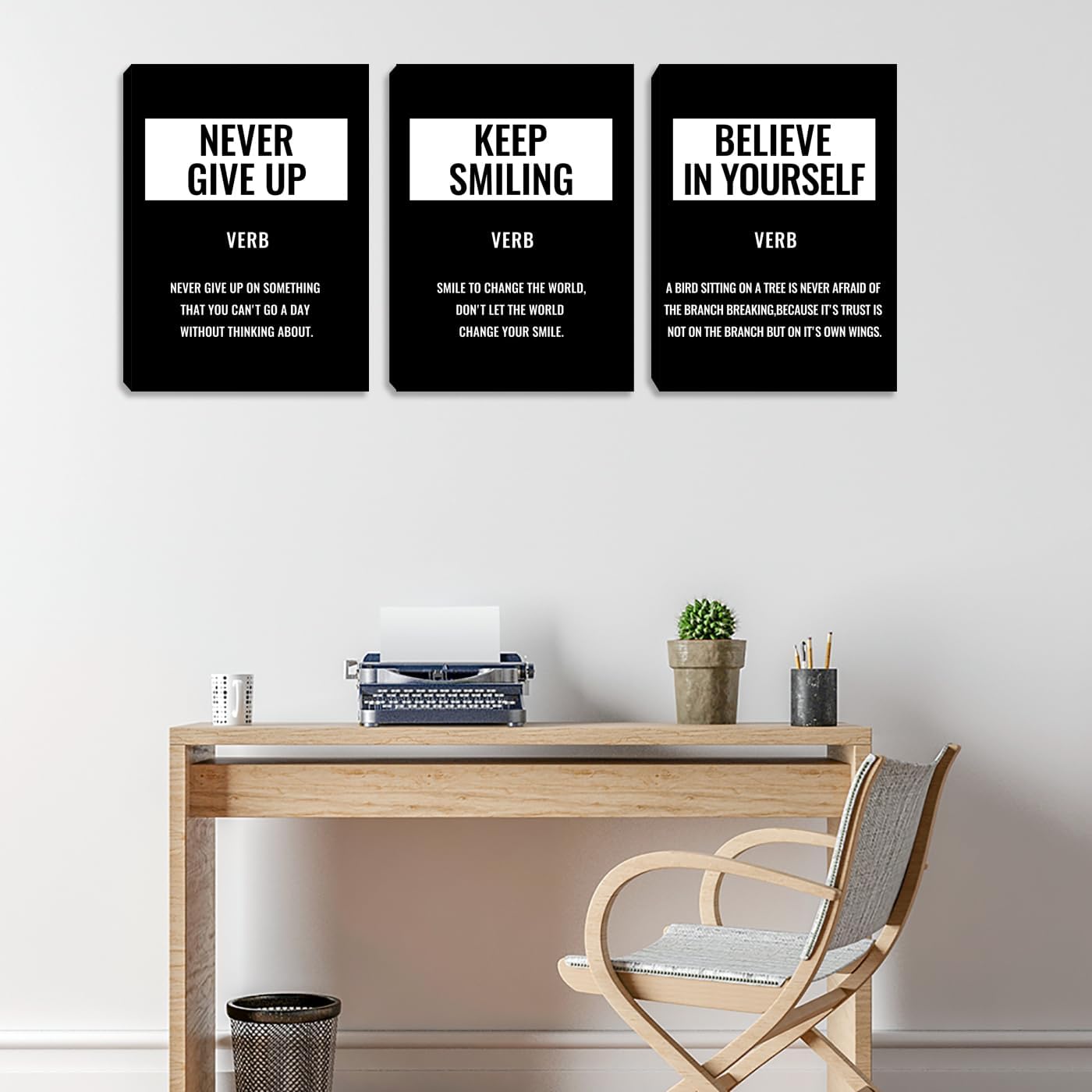 Black Motivational Canvas Wall Art Posters Inspirational Pictures Painting Prints Inspiring Quotes Wall Decor for Home Office Living Room Bedroom Classroom Framed Artwork Ready to Hang (48"Wx24"H)