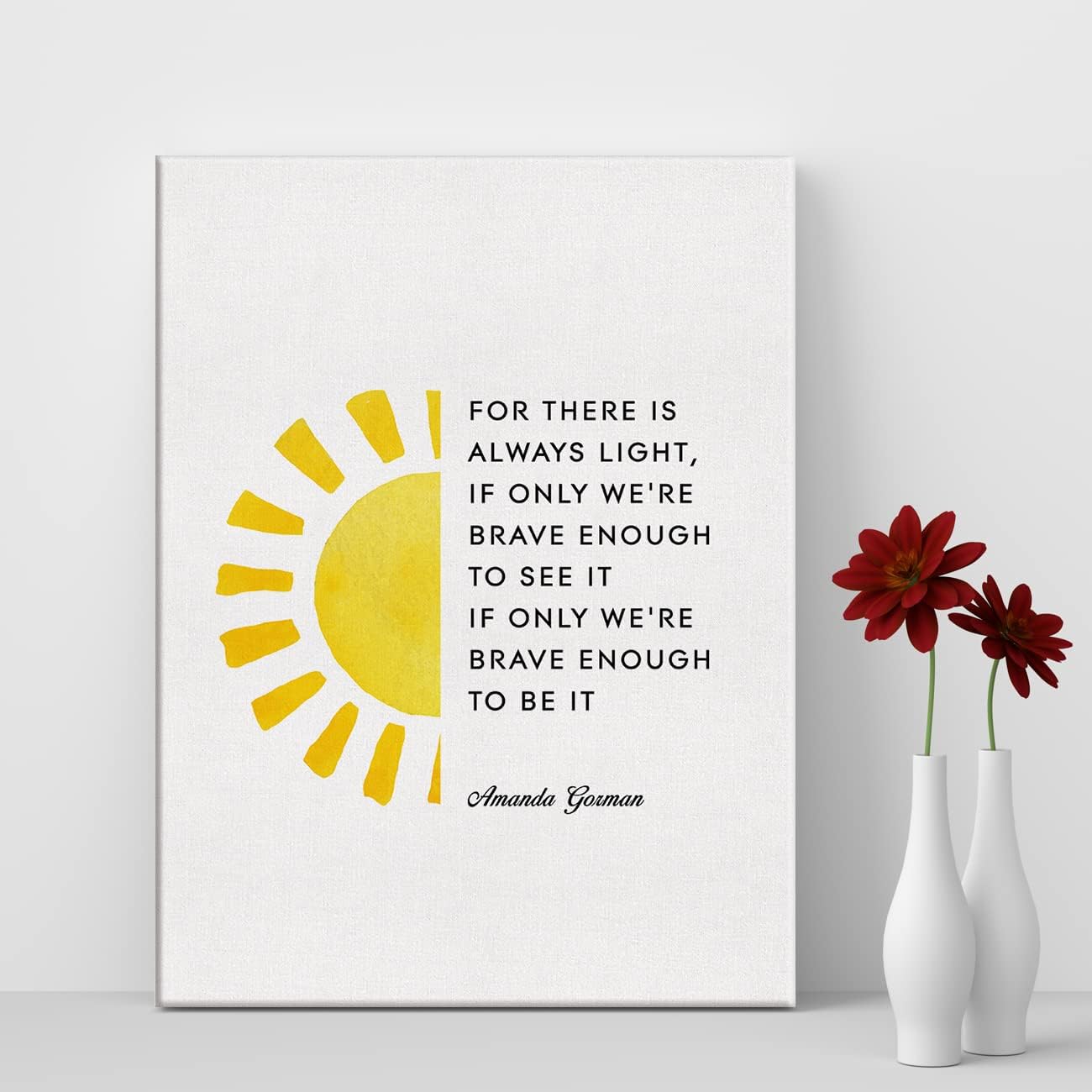 LEXSIVO Inspirational the Hill We Climb Print Canvas Wall Art Home Office Decor Feminist Poetry for There is Always Light Painting 12x15 Canvas Poster Framed Ready to Hang