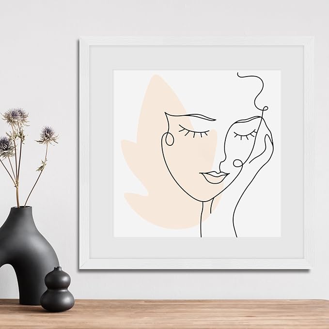 12x12 White Oak Wood Picture Frame - Minimalist 12x12 Poster Frame, 12"x12" Picture Frame Wood, Natural Solid Wooden Picture Frames for Wall Art Photo and Prints (1 Pack, White)