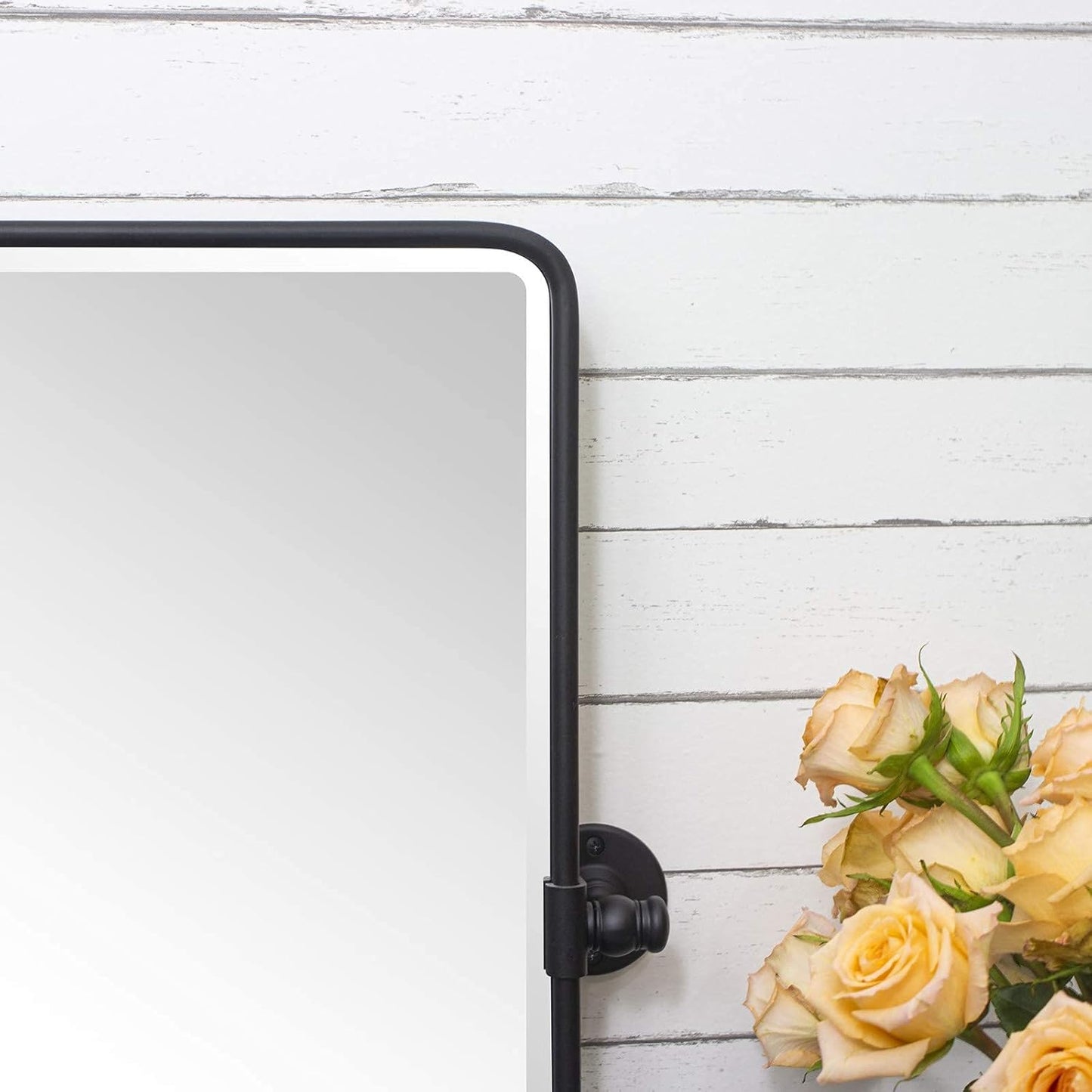 Farmhouse Pivot Rectangle Bathroom Mirror Black Metal Framed Tilting Beveled Vanity Mirrors for Wall, Overall 23.91 x 30 inches (Mirrror 20 x 30 inches)