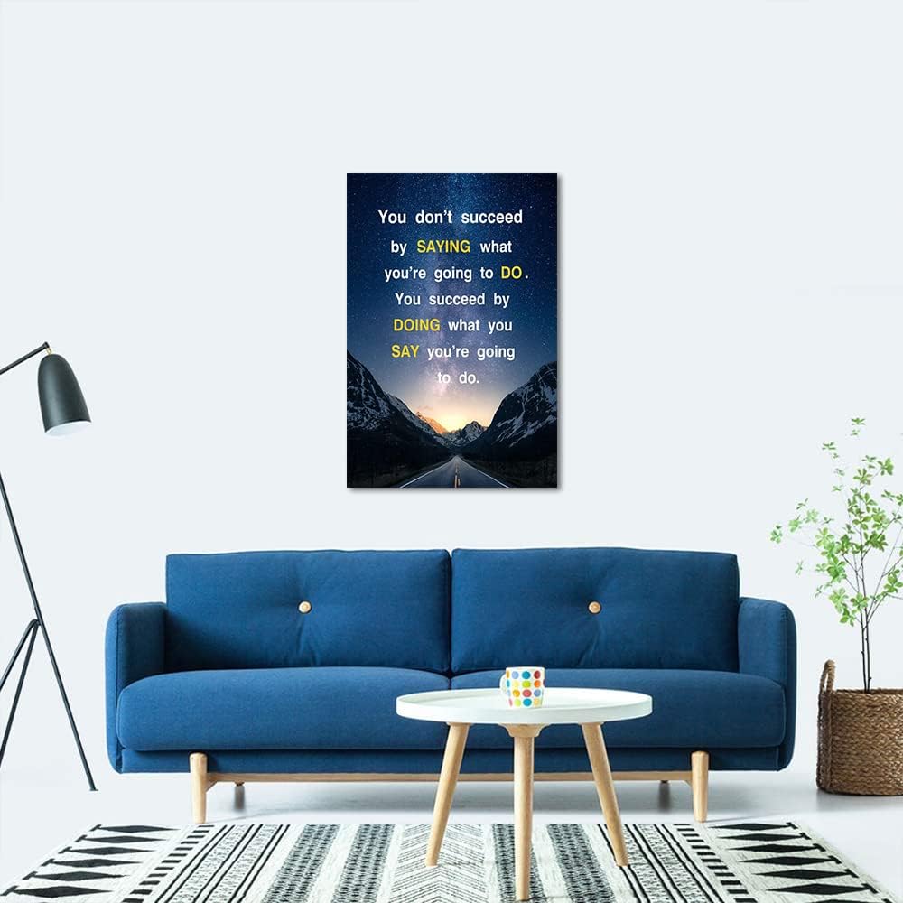 Framed Office Decor Paintings Positive Inspirational Canvas Decoration Wall Pictures Inspirational Quotes Starry Sky Wall Art Ready to Hang-24 inch x 36 inch