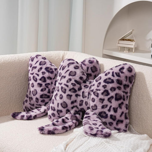 Leopard Print Bow Throw Pillows Cute Plush Pillow Stuffed Bow Backrest Cushion Home & Car Decoration