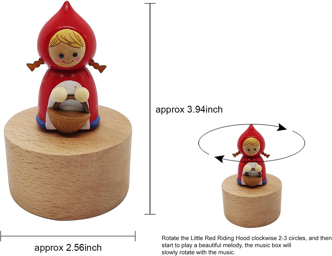 Cute Little Red Riding Hood Mini Music Box, Cartoons Wooden Mechanical Music Box, The Music Box Gift That Sings Castle in The Sky, Best Gift for Boy Girl Kids Singing Music Gift Box
