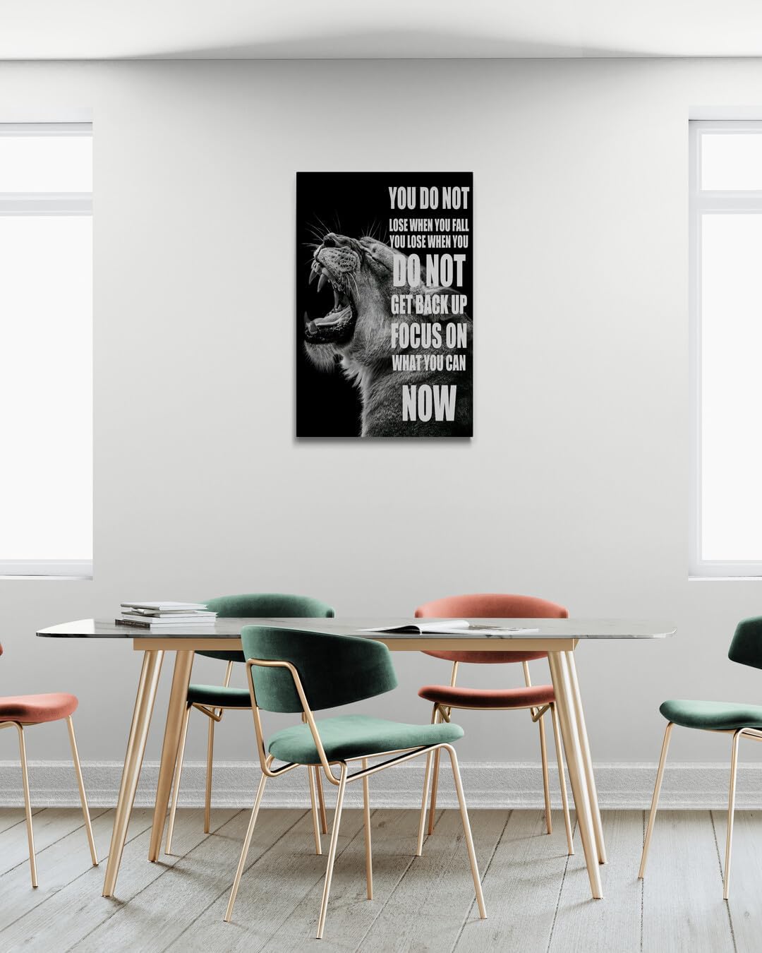 GoForArt Inspirational Canvas Wall Art, Motivational Animal Success Words Motto Office Bedroom Poster Print, Modern Lion Positive Dorm Room Wall Decor 18x24in