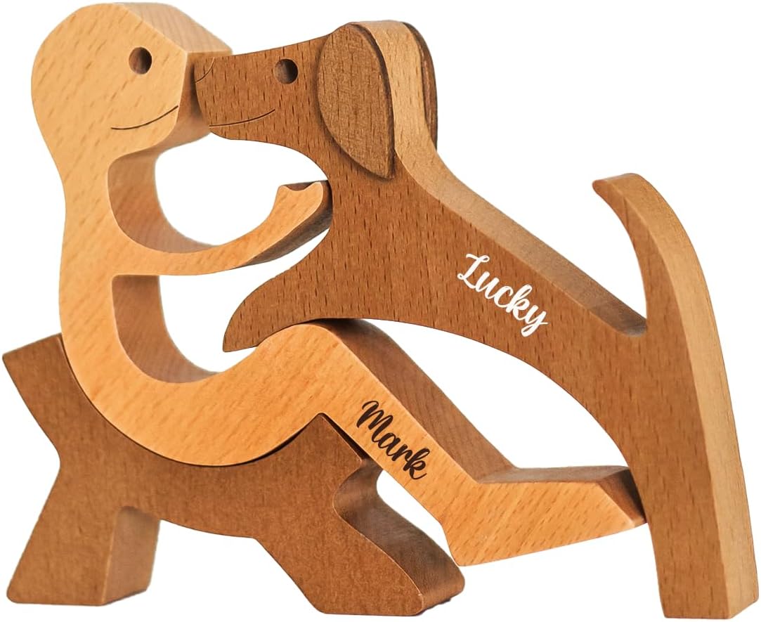 DOPTIKA Personalized Statue Home Decorations, Wooden Table Decor Sculpture, Wooden Pet Carvings, Dog Memory Statues Home Decor, Gifts for Dog Lovers, House Warming Gifts Ideas