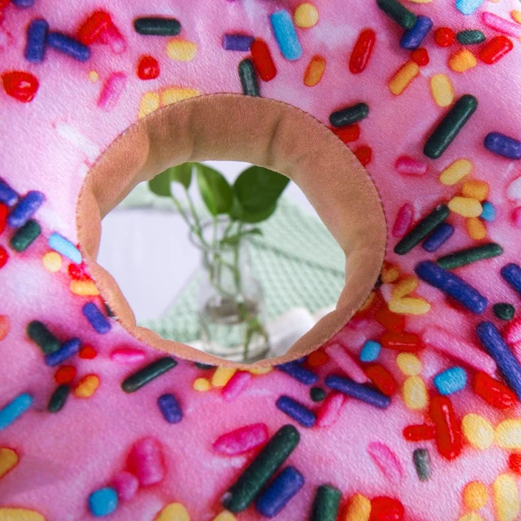 HYSEAS Round Throw Pillow 14 Inch Pink Donut, 3D Digital Print Decorative Comfortable Soft Plush Funny Food Shaped Pillow Light Weight Seat Pad Cushion for Couch, Chair, Floor, Sofa