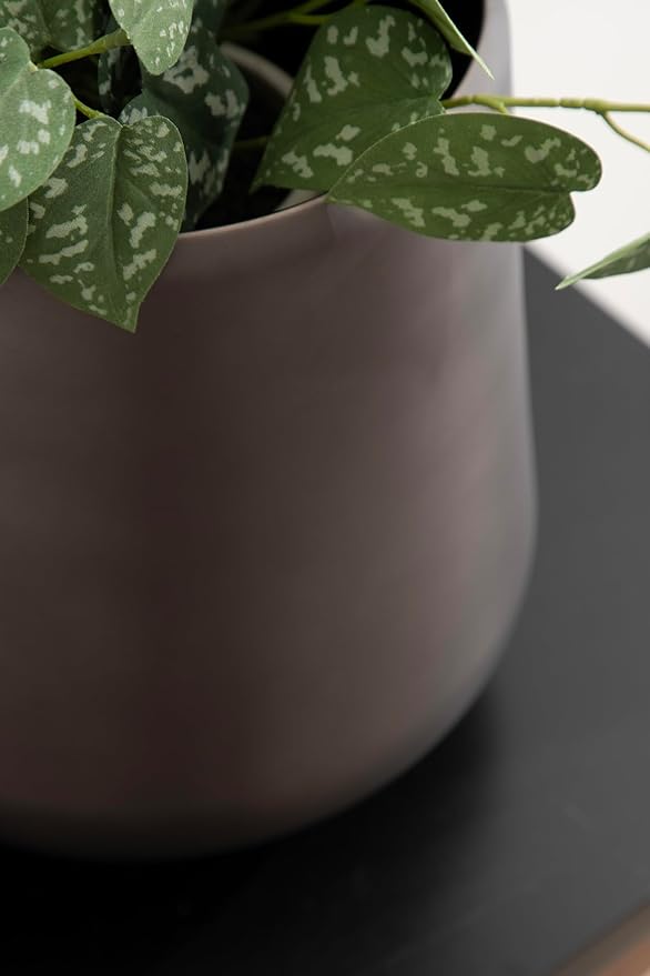 Kate and Laurel Portell Round Indoor Metal Planter Pot, 12 x 12 x 12, Gray Gunmetal, Vintage Circular Planter for Indoor Plants Living Room or Sunroom Decor