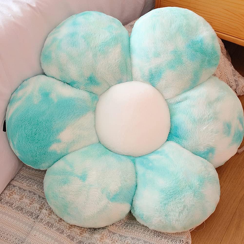 lannery Flower Plush Throw Pillows, Flower Floor Pillow Seating Cushion Toy for Reading, Room, Watching TV (19.7", Blue)