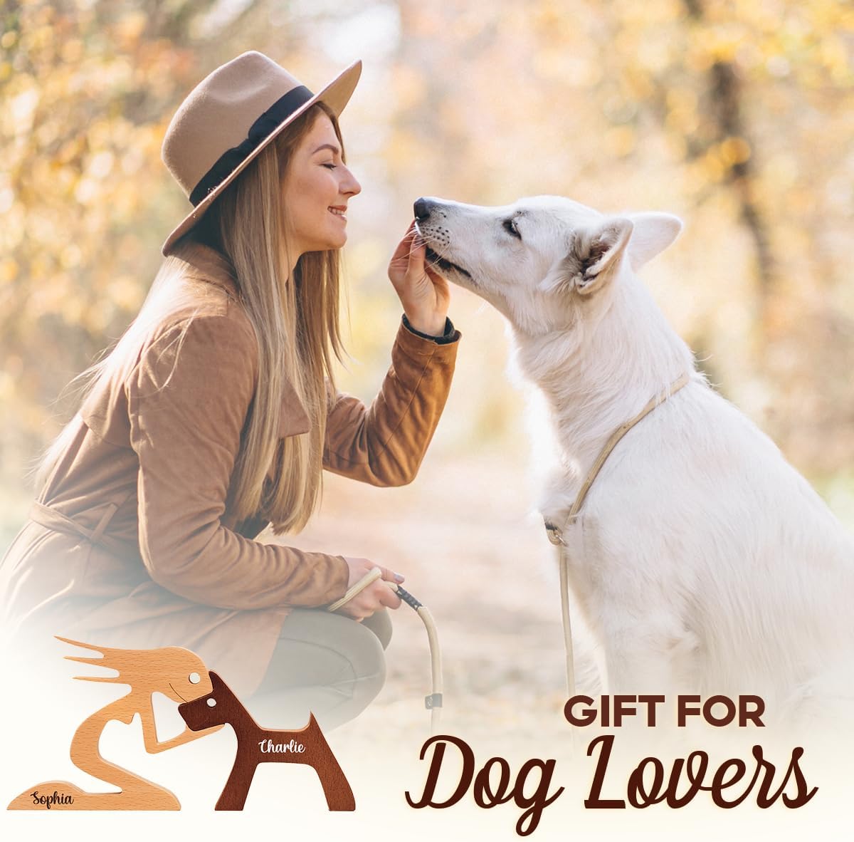 DOPTIKA Personalized Dog Statues - Wooden Sculpture Decor, Table Decor Pet Carvings, Dog Mom Gifts, Housewarming Ideas