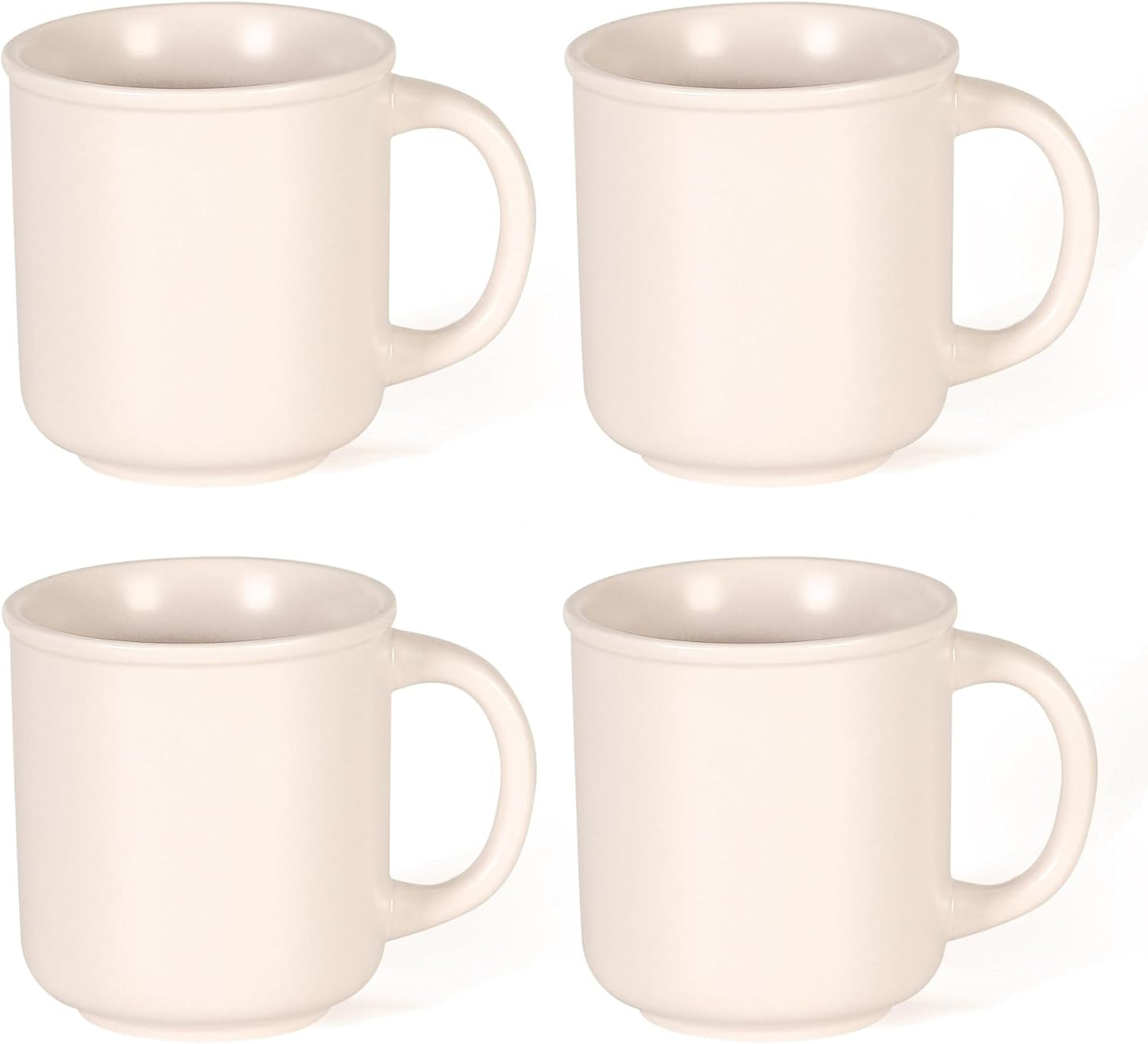 GZG 18 oz Coffee Mugs Set of 4, Modern Ceramic Coffee Cups Set with Handle, Large Coffee Mugs for Tea, Latte, Milk, Cocoa, Rustic Matte Glaze, Microwave & Dishwasher Safe(Cream Mist)