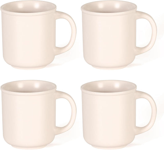GZG 18 oz Coffee Mugs Set of 4, Modern Ceramic Coffee Cups Set with Handle, Large Coffee Mugs for Tea, Latte, Milk, Cocoa, Rustic Matte Glaze, Microwave & Dishwasher Safe(Cream Mist)