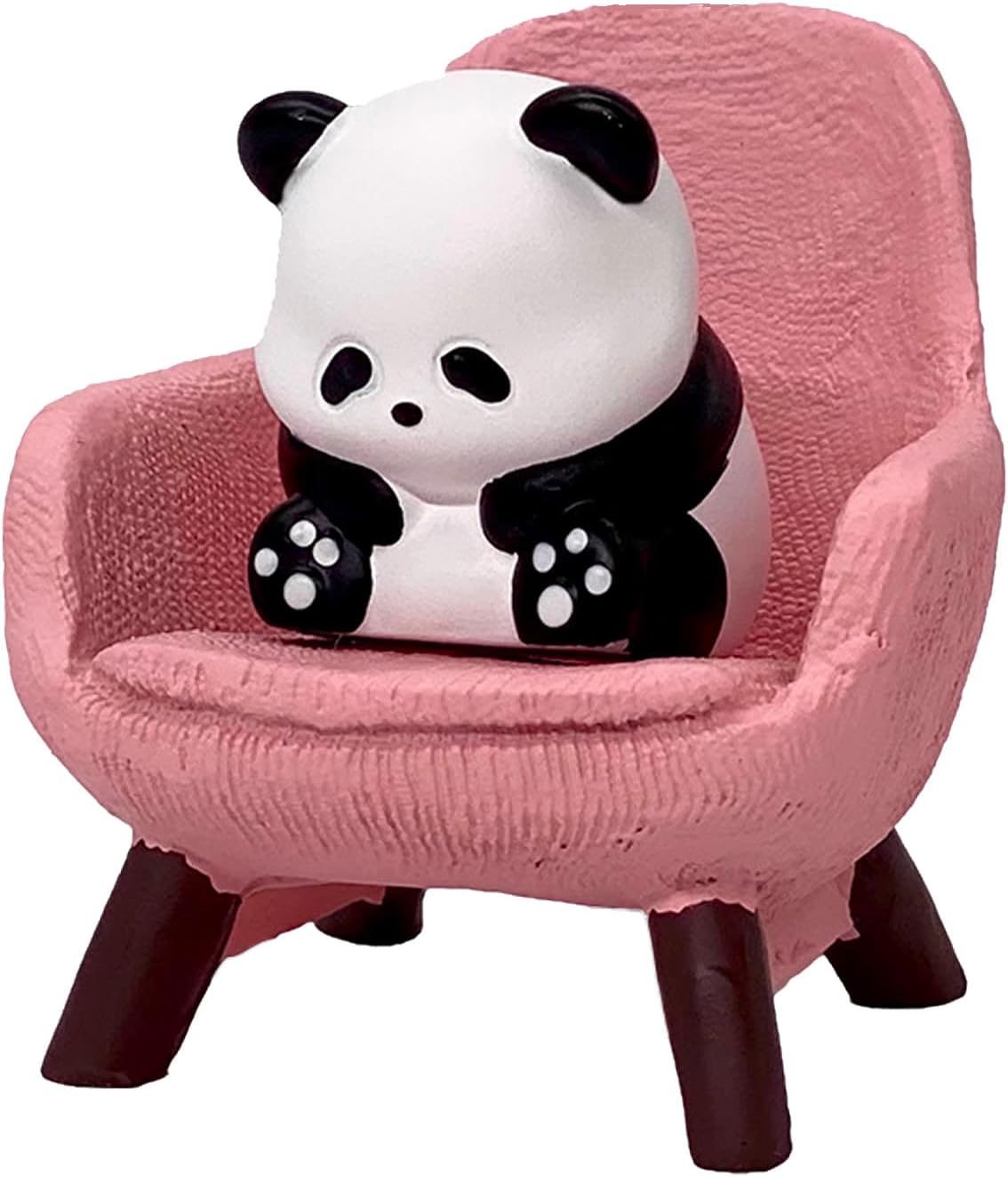 Miniature Panda Figurines Desk Decor, Pink Panda Sculpture Office Desk Accessories, Cute Mini Resin Animal Statue for Shelf and Garden Decor, Funny Gift for Panda Lovers