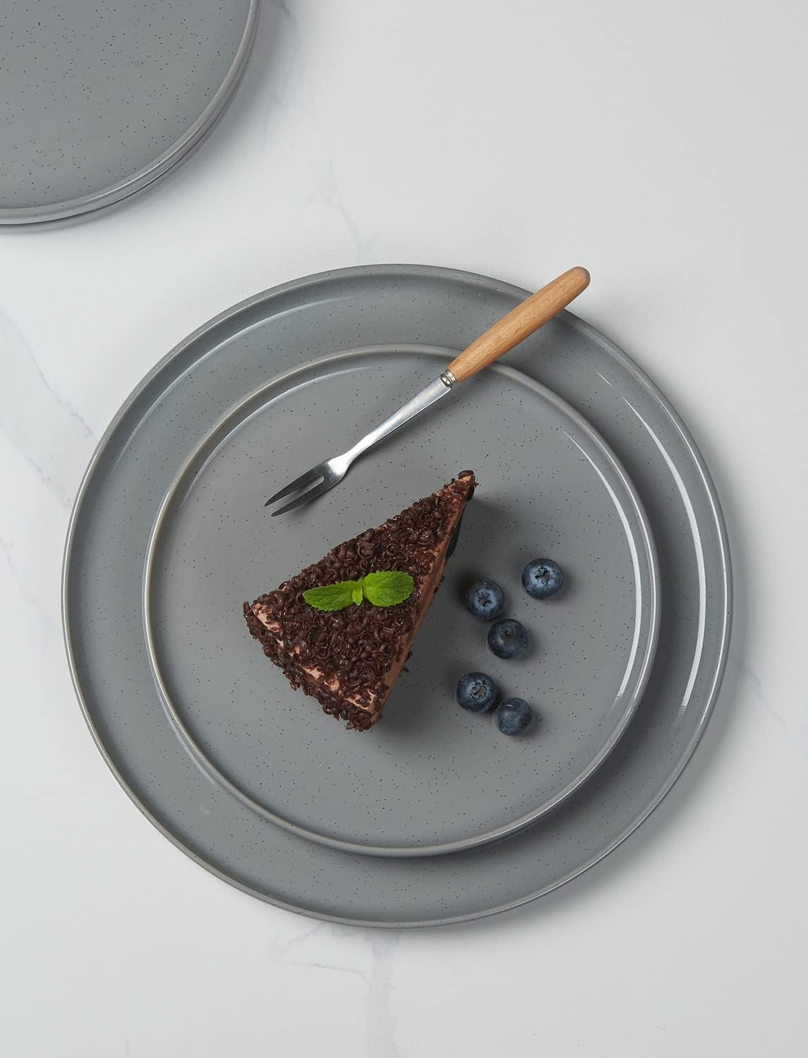 famiware Nebula 6 Pieces Salad Plates Set, 8 inch Dessert Plates, Scratch Resistant, Stoneware Dinnerware, Kitchen Modern Rustic Serving Dishes, Deep Gray