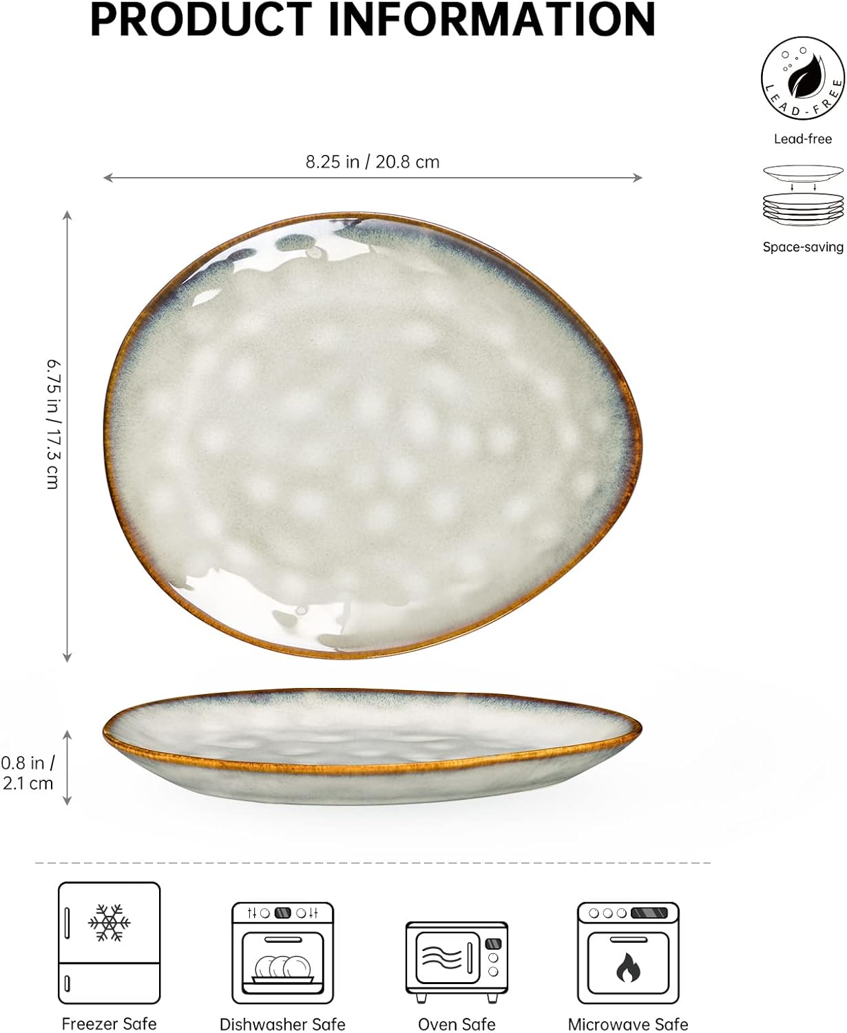 Henten Home Ceramic Appetizer Plates, 6.75 Inch Porcelain Dessert Plate, Cake, Snack Plates Set of 4, Salad Plate for Kitchen, Holiday Gifts, Dishwasher Safe (White)