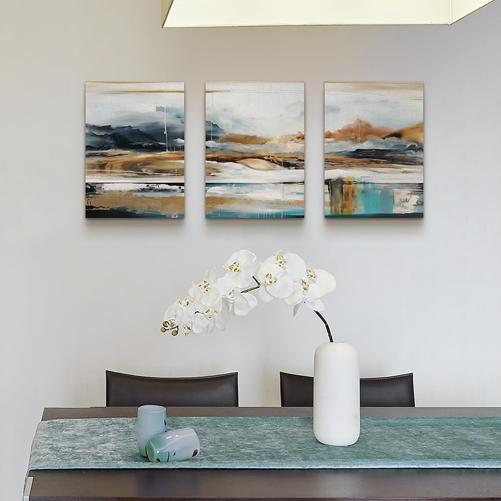 MHARTK66 Framed Canvas Wall Decor For Living Room Modern Bedroom Wall Art Abstract Ink Painting Canvas Prints for Home Decorations Ready to Hang Office Inspiration Posters Pictures Artworks 3 Piece