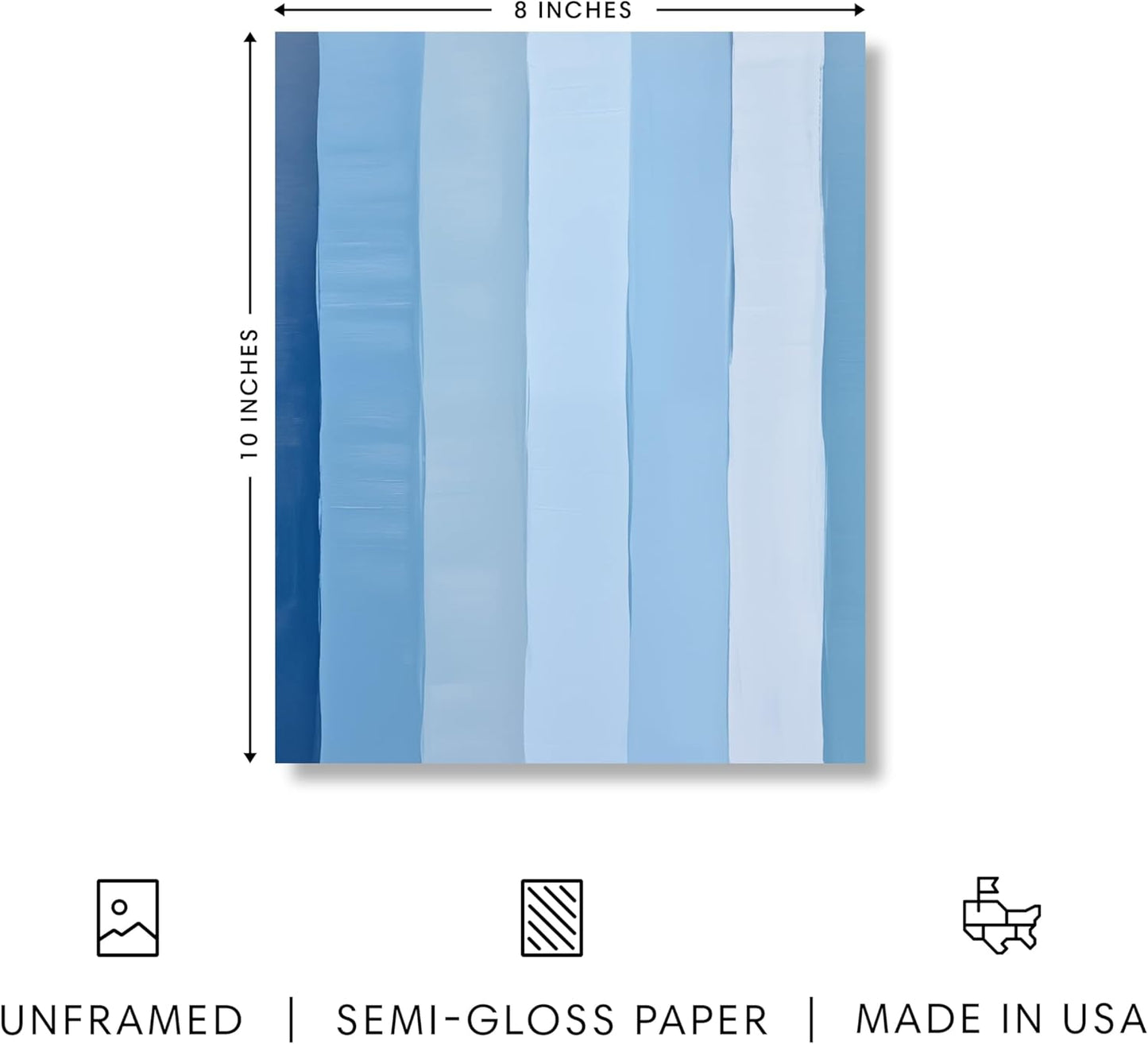 HAUS AND HUES Modern Abstract Wall Art - Blue and Green Living Room Art, Modern Artwork for Walls, Minimalist Picture for Living Room(Painted Stripes, Unframed, 8x10)