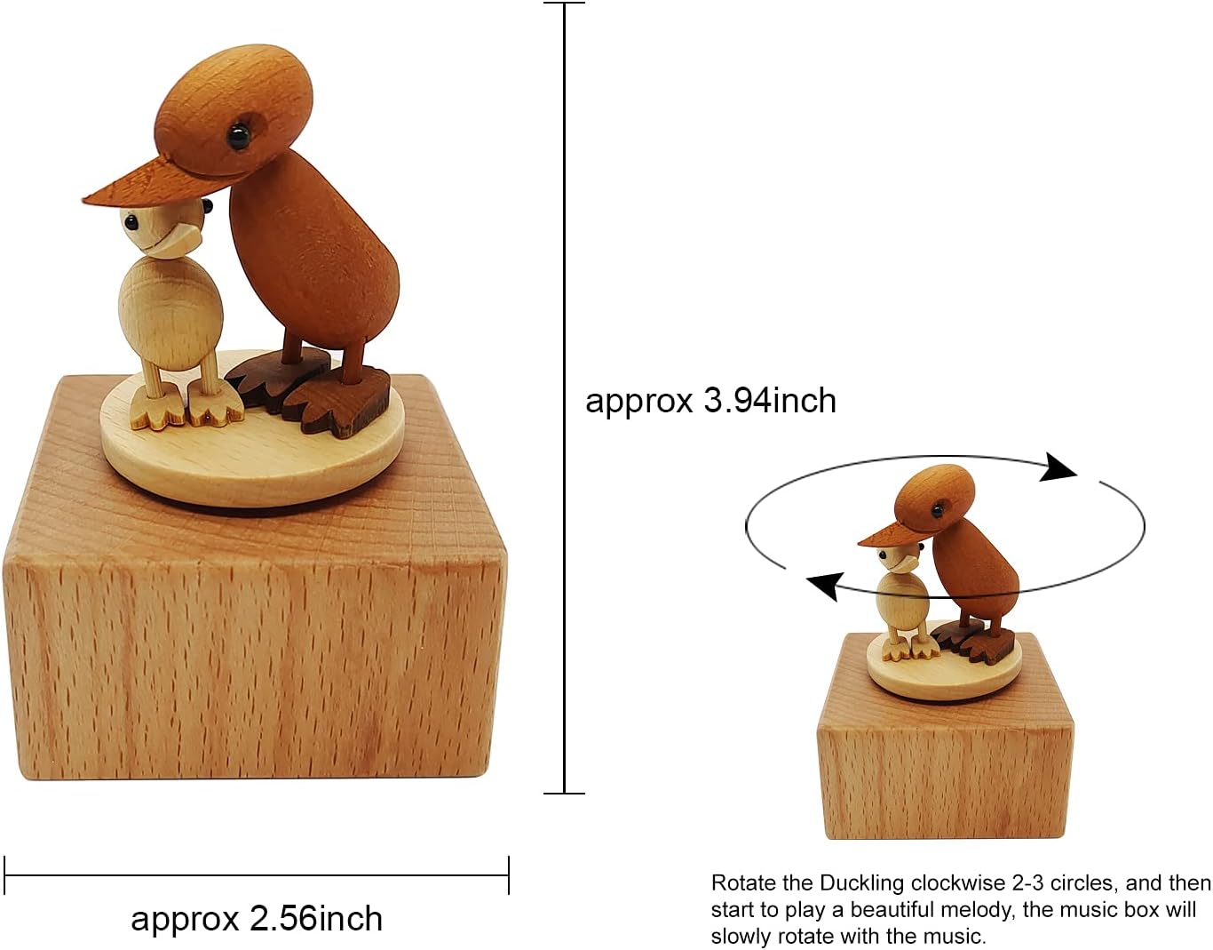 Cute Little Duck Mini Music Box, Cartoons Animals Wooden Mechanical Music Box,Best Gift for Boy Girl Kids Singing Music Gift Box