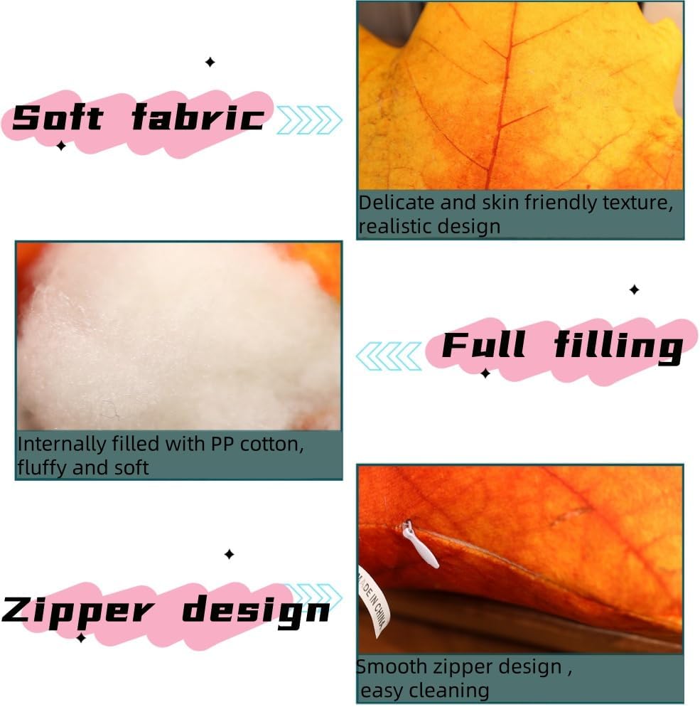 LYFJMUS Leaf Shaped 3D Throw Pillows Soft Plush Maple Leaves Pillow Decorative Pillow for Plant Lovers Aesthetic Cute Pillow for Bed Sofa Car Floor Couch Living Room Bedroom Decor (Ginkgo Leaf)