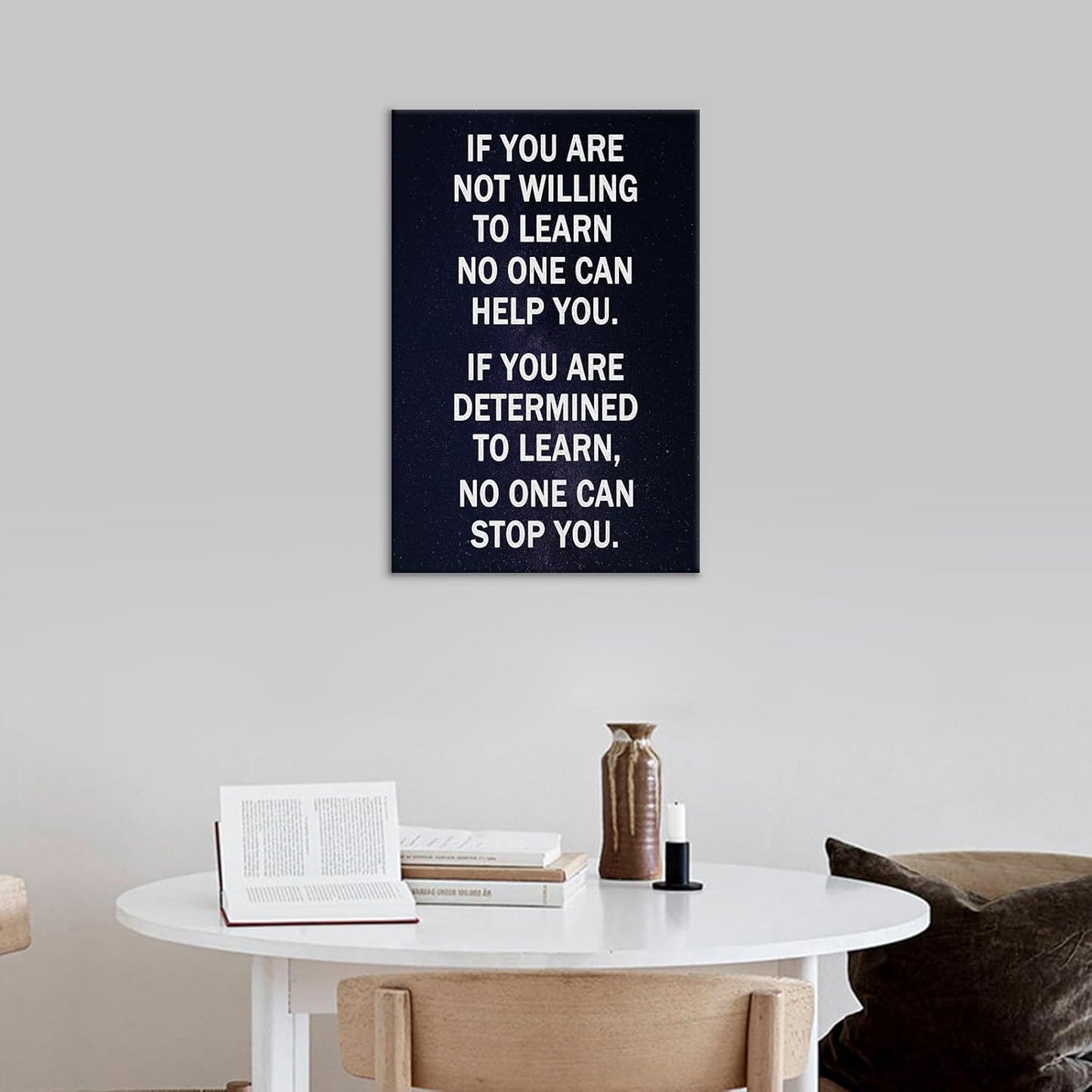 Inspirational Canvas Wall Art Determined to Learn Motivational Entrepreneur Quotes Painting Print Poster Positive Artwork for Modern Home Bedroom Study Wall Decor Picture Ready to Hang [12''W x 18''H]