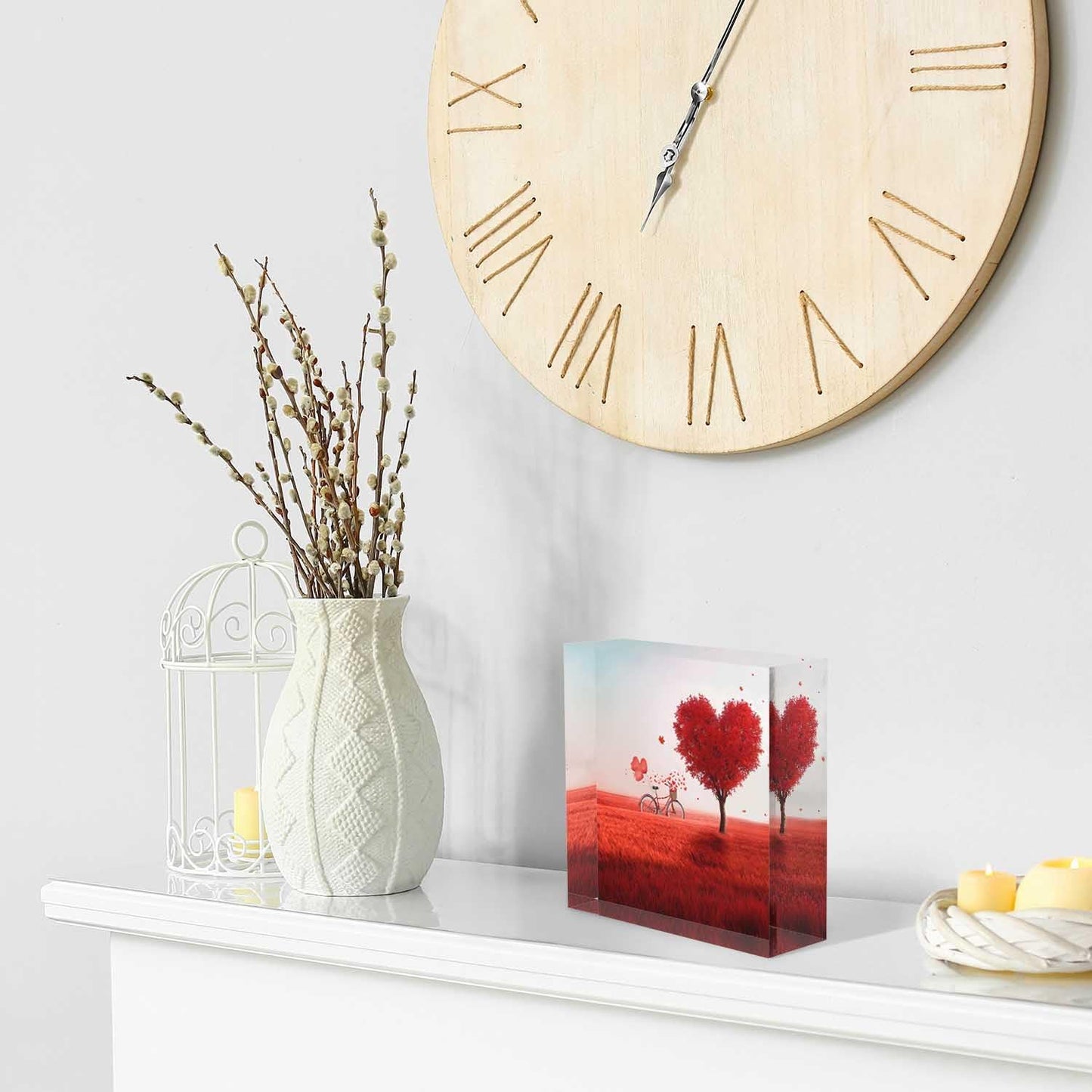 NOHSHE Clear Acrylic Decor Red Tree of Love Valentine's Day Present - Housewarming Presents - Valentine's Day Presents for Girlfriend - Mother's Day Presents for Mom - Farewell Presents for Coworkers