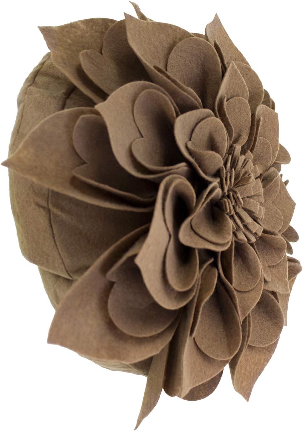 Fennco Styles Handmade 3D Heart-Shaped Petals Flower Decorative Throw Pillow Cover Only - 13" Round Mocha Floral Pillow Case for Couch, Home Décor and Holiday, Housewarming Gift