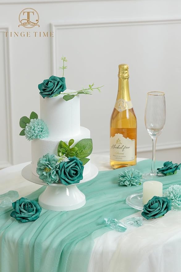 TINGE TIME Green Flowers, Artificial Flowers Combo Box Set with Stems for DIY Wedding Bouquets Table Centerpieces Baby Shower Home Party Floral Arrangements Decorations