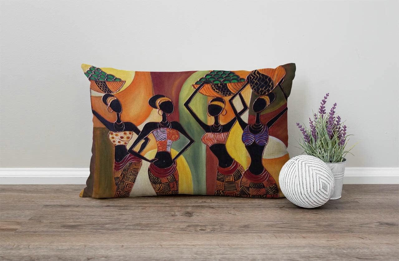 Farmhouse Decorative Outdoor Throw Pillow Covers for Couch Sofa Bed African Woman Pillow Cover Modern Decor Pillow Case 12 x 20 Inch Jcp135