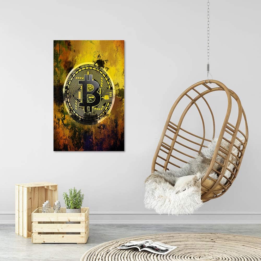Bitcoin Canvas Wall Art Motivational Hodl Crypto Btc Posters Modern House Inspiration Office Decor Motivation Inspire Cryptocurrency Trader Hodler Inspirational Prints Artwork Decorations(28"Wx44"H)