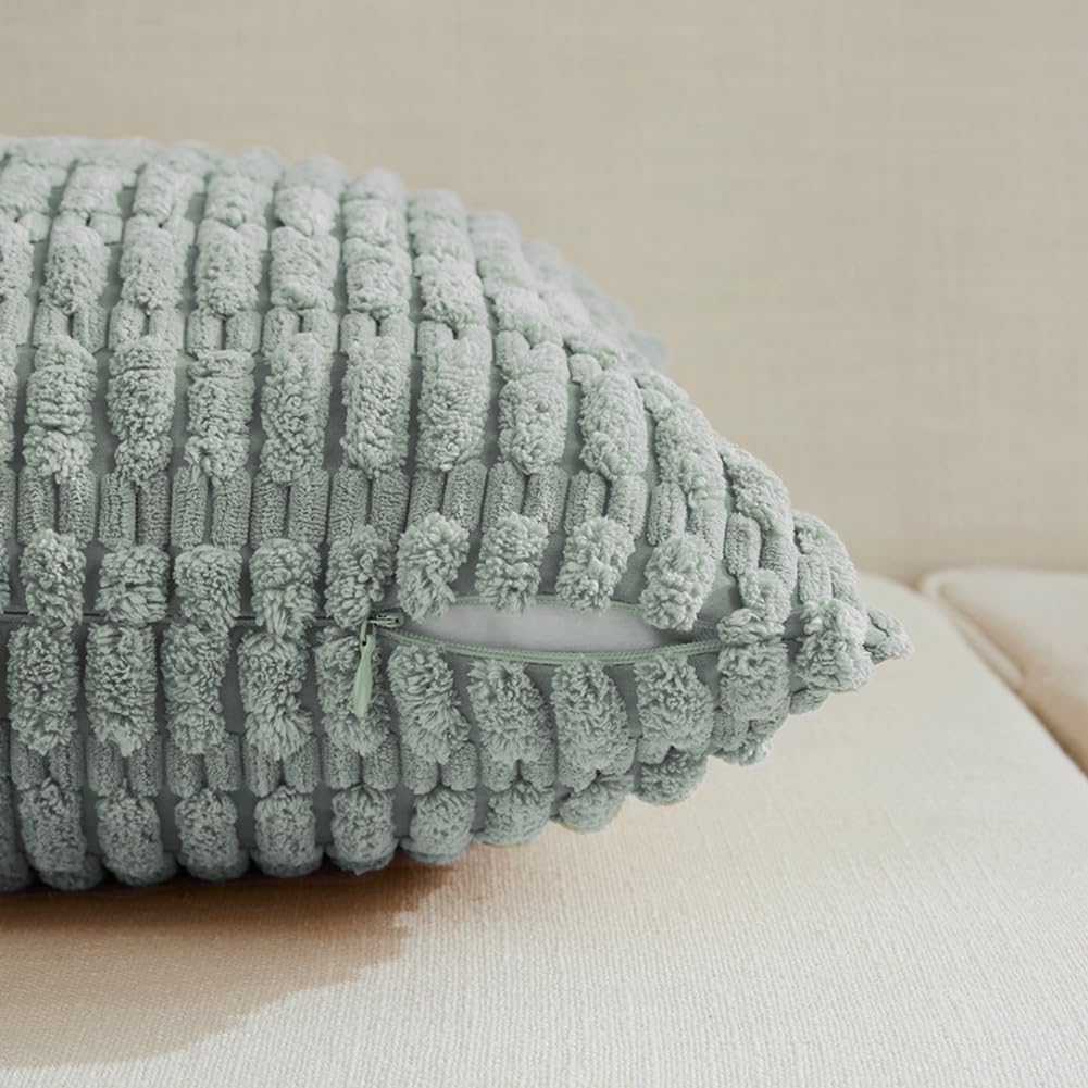 Fancy Homi Decorative Throw Pillow Covers for Living Room Couch Bed, Modern Farmhouse Boho Home Decor, Accent Cushion Case (12 x 20-Inch, Grey Blue)