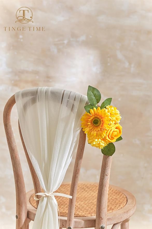 TINGE TIME Artificial Flowers Combo Box Set, Bright Yellow Gradient Color Fake Flower Leaf with Stems for DIY Wedding Bouquets Table Centerpieces Baby Shower Home Party Floral Arrangements Decorations