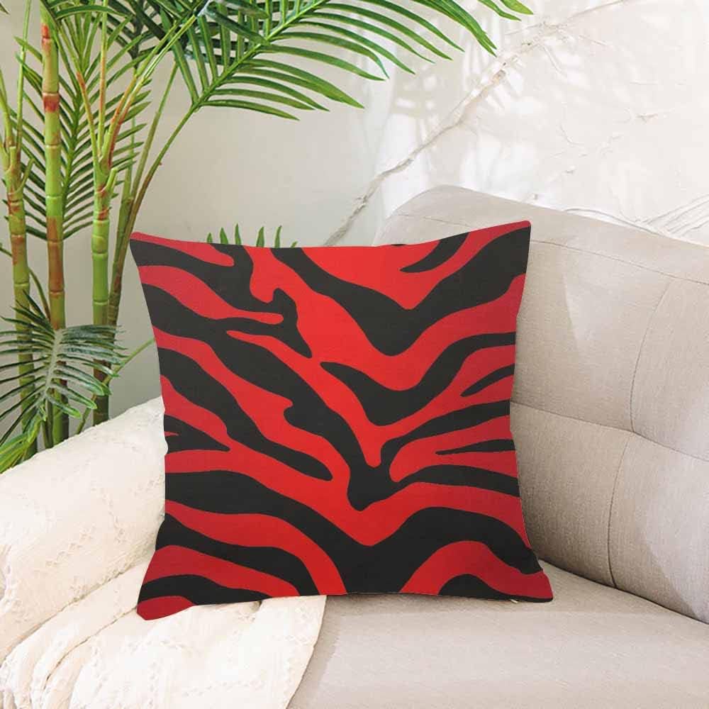 IBILIU Throw Pillow Covers Red and Black Zebra Print Stripes Animal Print Cushion Pillow Case Home Decor Pillowcase 18x18 Inches
