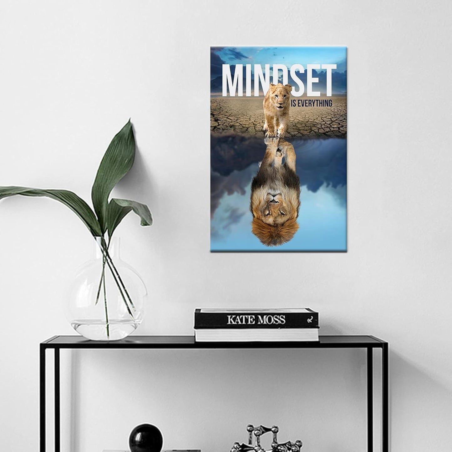 Mindset is Everything Wall Art Office Decor Motivational Wall Art Canvas Prints Entrepreneur Quotes Canvas Poster Use for Office Home Bedroom Livingroom Wall Decor Wooden Framed [12''W X 18''H]