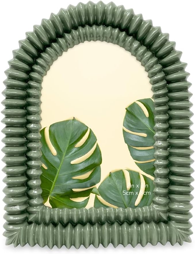 Isaac Jacobs 2x3 Glossy Rosemary Green Double Bead Arch Photo Frame with Black Fabric Easel, Tabletop, Wall-Mountable, Shelf and Desk, Decorative Art Design, Home Décor (2x3, Glossy Rosemary Green)