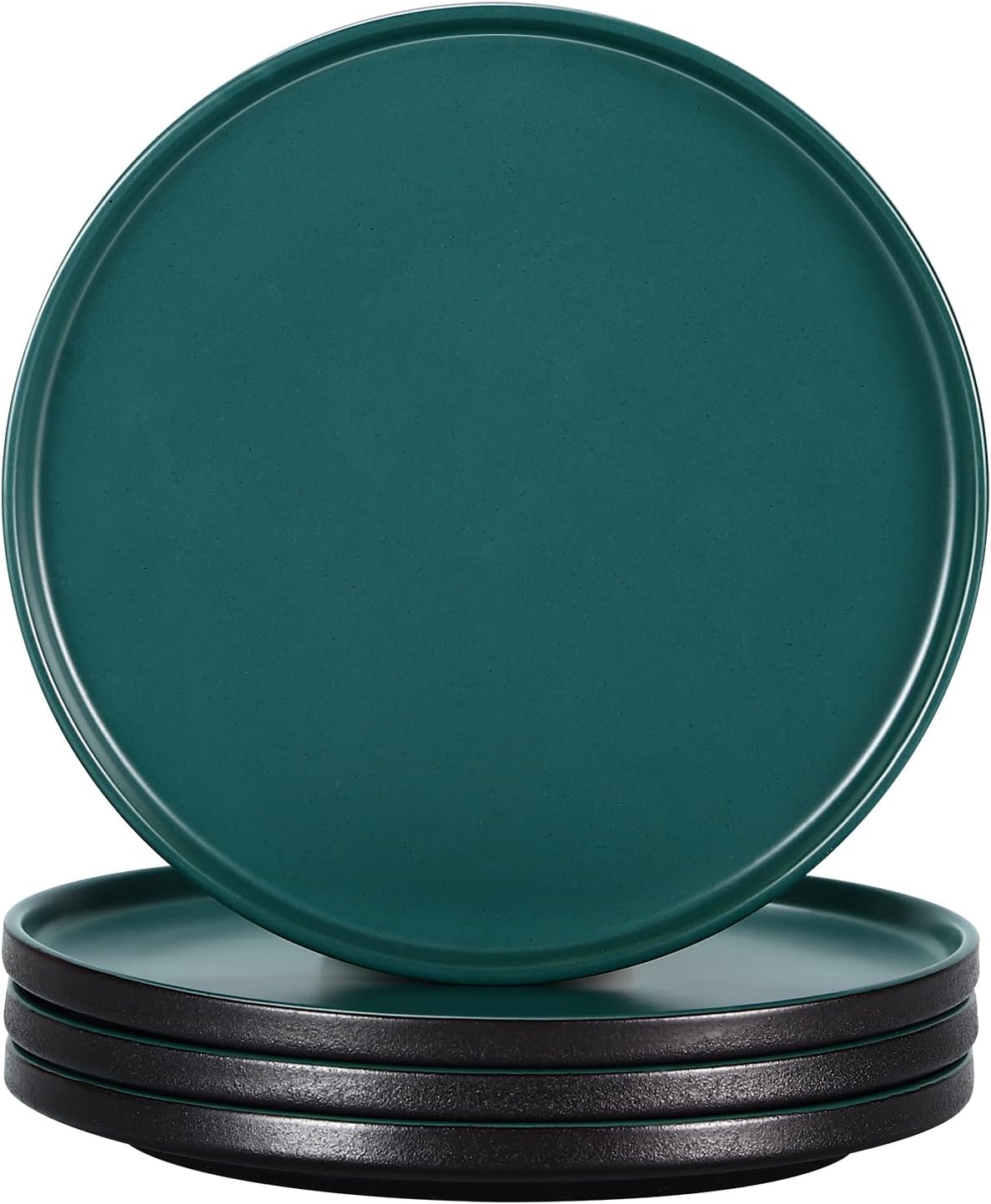 GZG Ceramic Salad Plates Set for 4,8 Inch Stoneware sets,Small Plates for Salads,Desserts,Appetizers,Microwave, Dishwasher,Oven Safe Serving Dish Set,Scratch Resistant,Dark Green