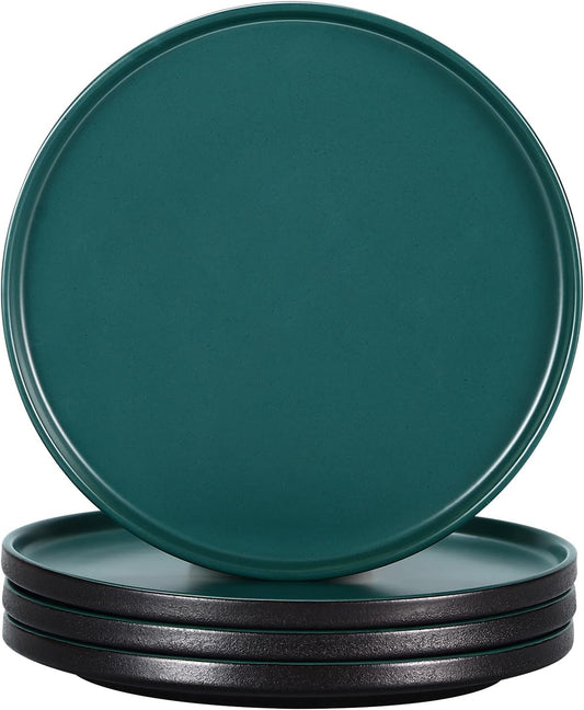 GZG Ceramic Salad Plates Set for 4,8 Inch Stoneware sets,Small Plates for Salads,Desserts,Appetizers,Microwave, Dishwasher,Oven Safe Serving Dish Set,Scratch Resistant,Dark Green
