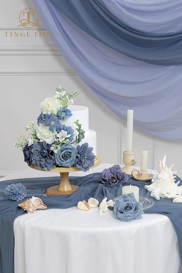 TINGE TIME Fake Flowers Artificial Flowers Peonies Bulbous Chrysanthemum Daisy Hydrangea Sunflower Violets Dahlia Daffodils Epiphyllum Orchid Cherry Blossom Camellia Leyaron (Dusty Blue)