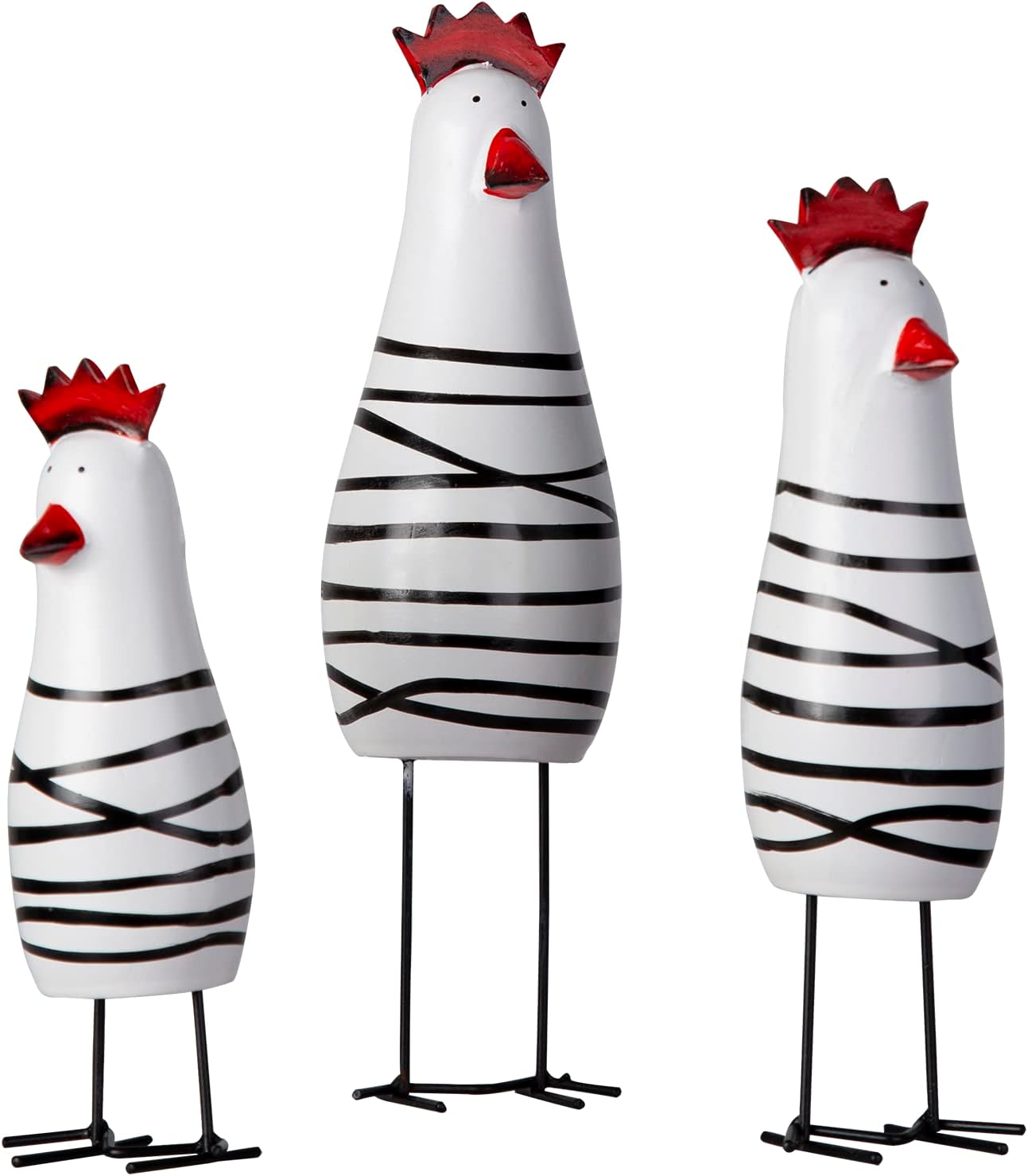 Greencherry Wood Cute Chicken Chook Carving Figurines for Home Decor Pack of 3 Pcs