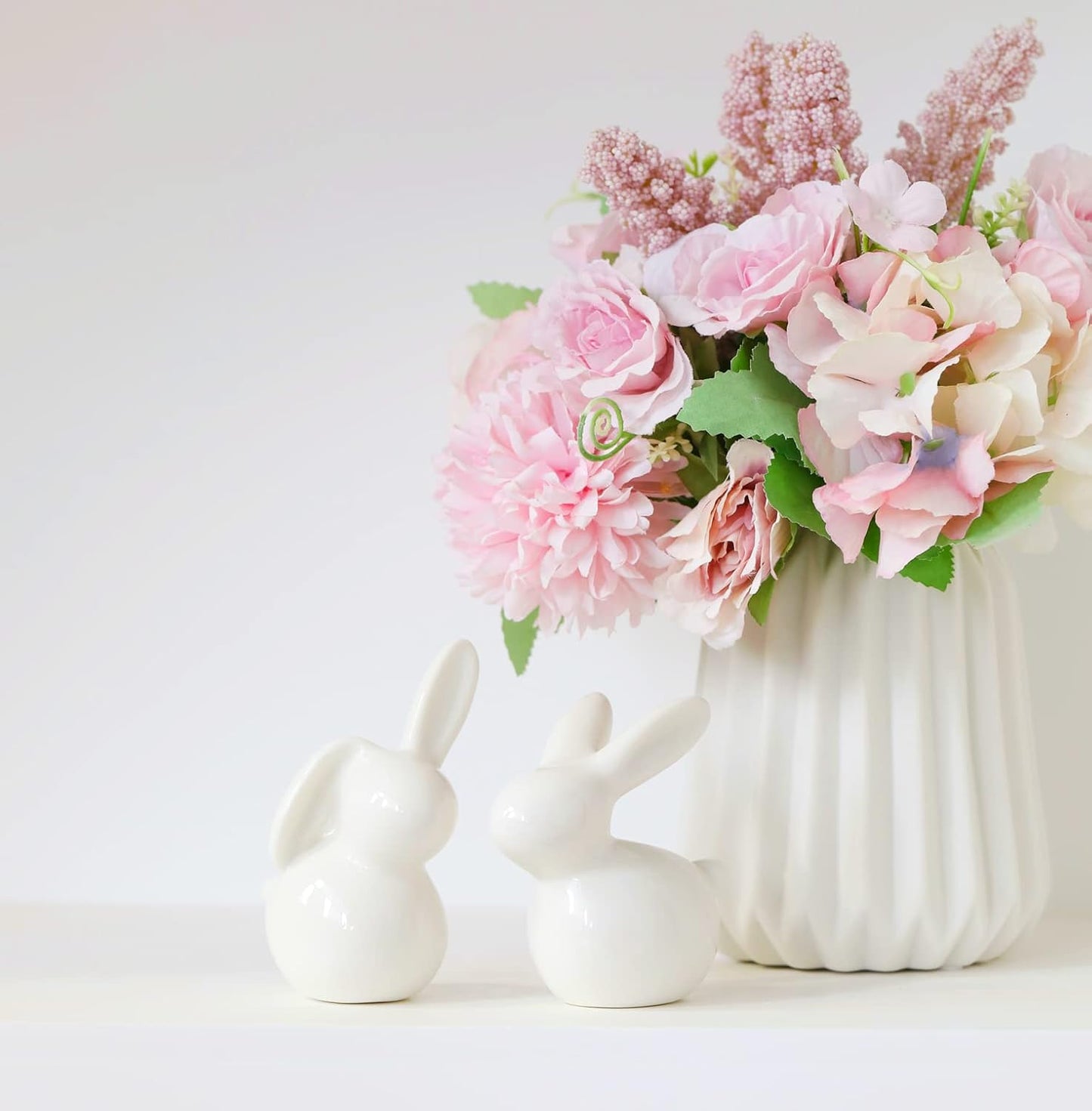 GOODSTART Ceramic Rabbit Ceramic Bunny Figurine Porcelain Modern Art Home Decor, A Set of 2 Rabbit Decor, Easter Bunny Rabbits, Easter Decorations for Home