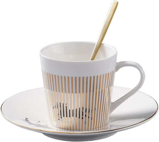 JINYISI Reflective Horse Mirror Mug, Rotating Dynamic Reflection Coffee Cup and Saucer Set for Cappuccino, Milk, Espresso, Tea