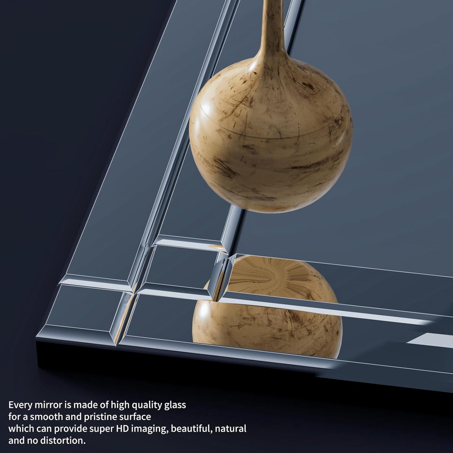 COOL2DAY 48" x 28"Frameless Rectangular Wall Mirror,Polished Beveled Edge Decorative Mirrors Modern Wall Decor Mirrors for Bathroom Vanity, Entryway and Living Room