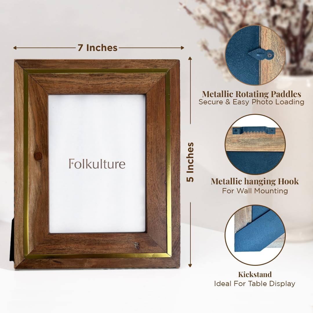 Folkulture Picture Frames | (5 x 7) Wooden Fall Picture Frame- Wall Decor | House Decor- Birthday Gift for mother | Large Picture Frames for Office Decor| Photo Frame Gifts for Women, Wedding.