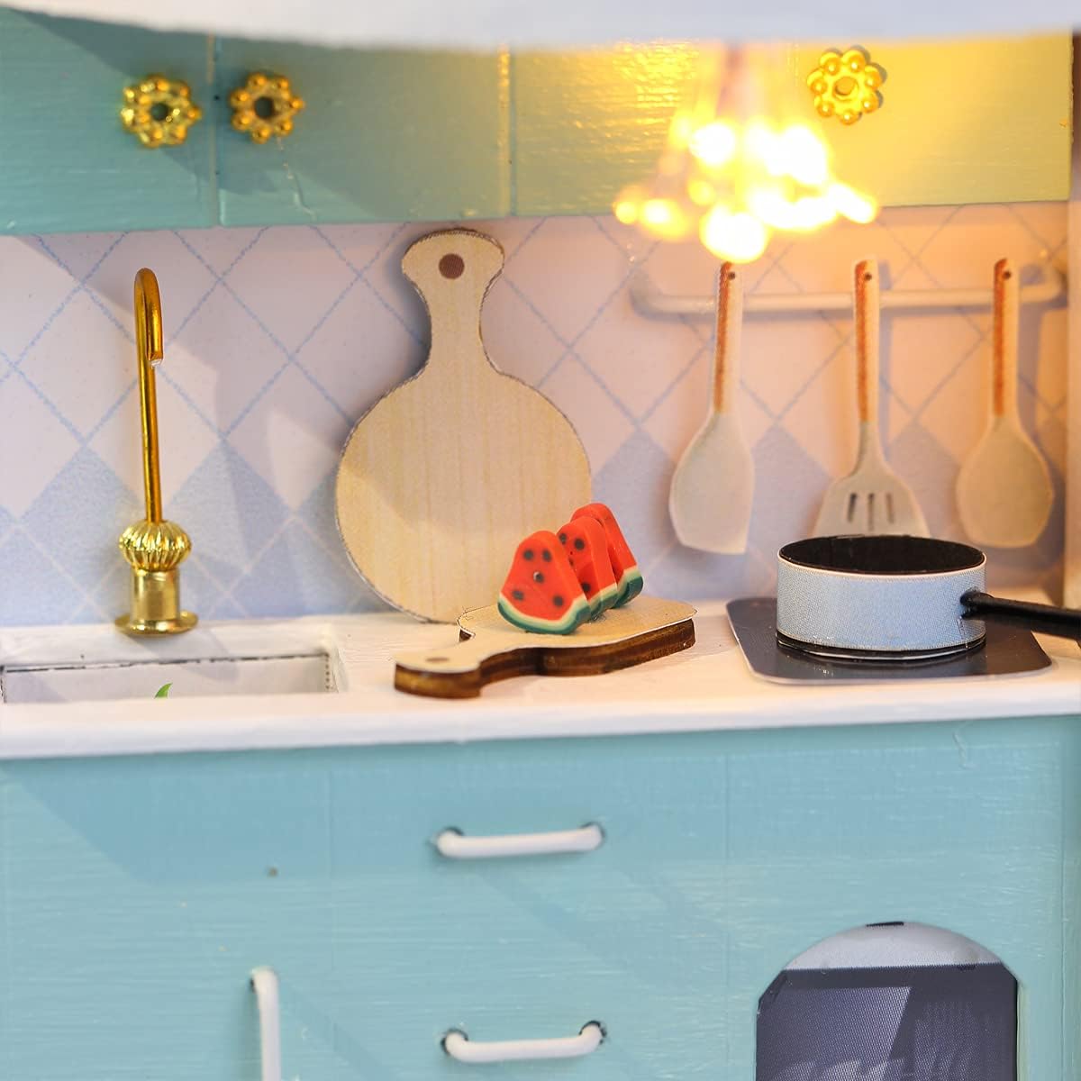 GuDoQi DIY Miniature Dollhouse Kit, Tiny House kit with Furniture, Miniature House Kit 1:24 Scale, Great Gift for Birthday Christmas Day, Beautiful Blue Room