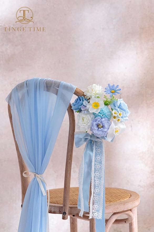 TINGE TIME Fake Flowers Artificial Flowers Peonies Bulbous Chrysanthemum Daisy Hydrangea Sunflower Violets Dahlia Daffodils Epiphyllum Orchid Cherry Blossom Camellia Leyaron (Light Blue)