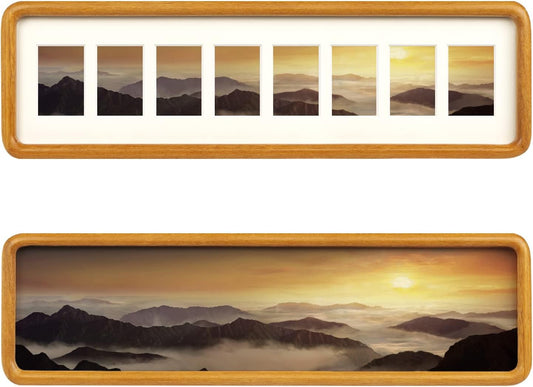 H & A Solid Wood Collage Picture Frame Multi Openings Photo Frame 4x12 / 4x16 Matted to 1.5x2.5 for Wall and Tabletop Display (8 collage 16''x4'' Teak)