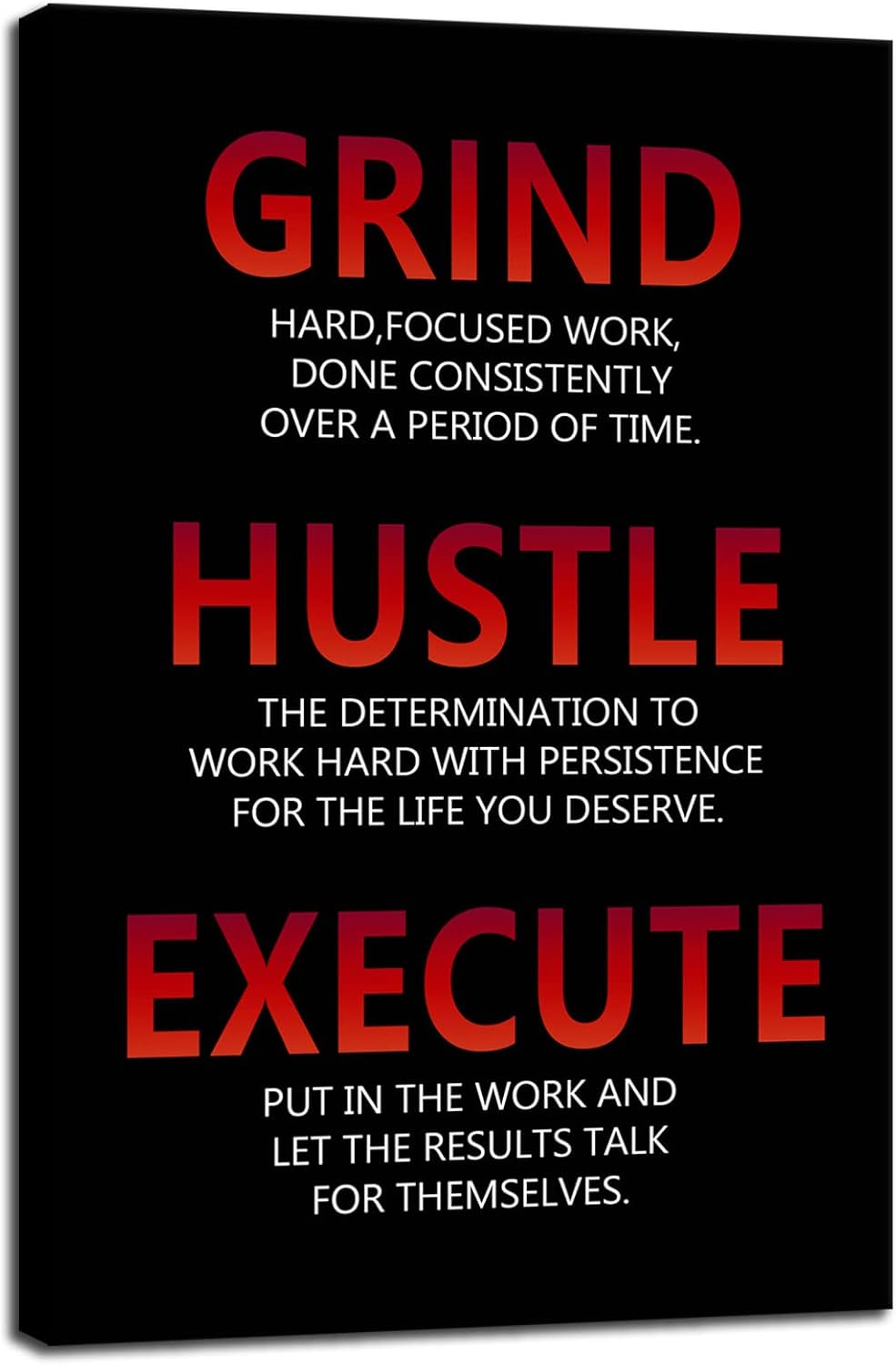 Inspirational Canvas Wall Art Grind Hustle Execute Posters Prints Motivational Office Decor Entrepreneur Quote Wall Picture Painting Artwork Living room Gym Framed Ready to Hang[12''W X 18''H]