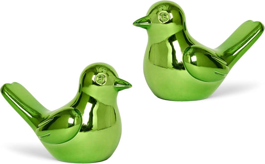 Big Bird Statue, 2-Pack 5 inch Green Accent Knick Knacks Gifts, for Home Office Shelf Desk Coffee Table Decoration