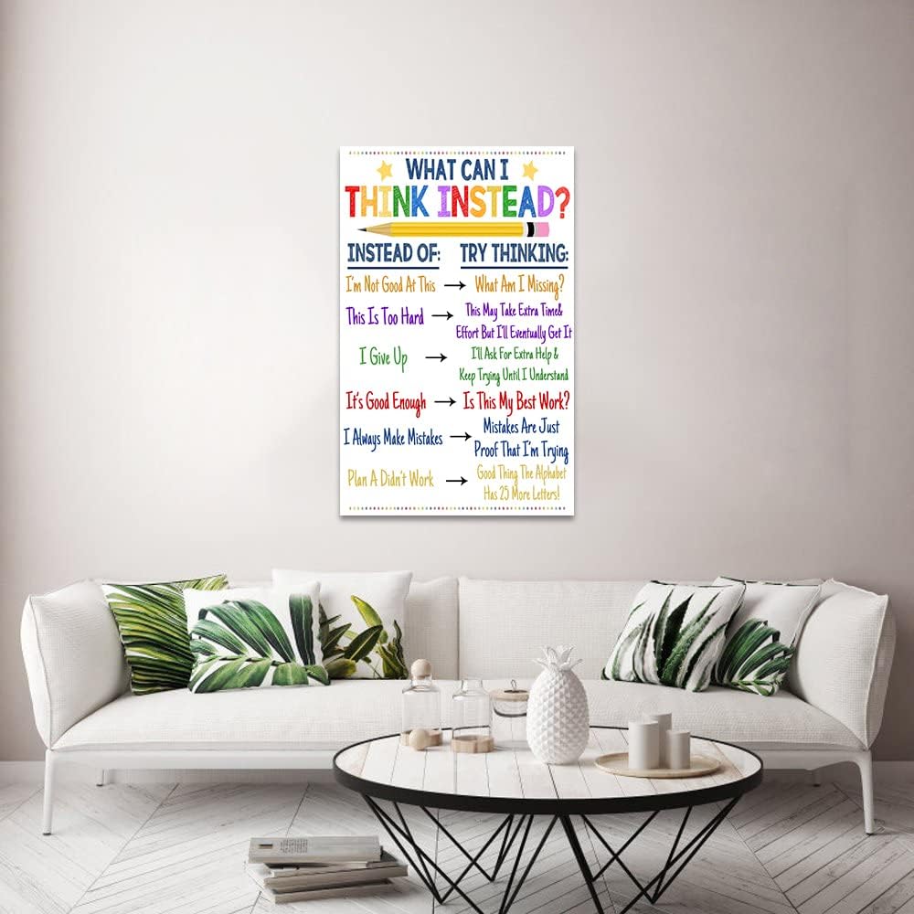 Extra Large Inspirational Classroom Wall Decor What Can I Think Instead Artwork Office Counselor Poster Social Work Office Art Educational Motivational Wall Art Framed Ready to Hang-28 inch x 44 inch