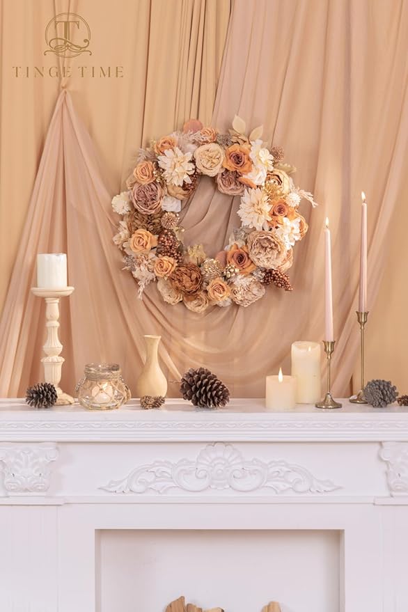 TINGE TIME Silk Fake Flowers Combo, Fake Foam Roses with Stems for DIY Wedding Bouquets Centerpieces Baby Shower Party Home Decorations(Nude Color & Pale Coffee)