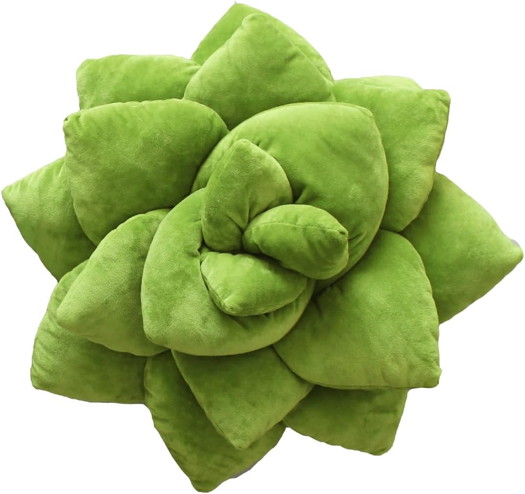 Green Philosophy Co. Succulent® Pillow 20" – Soft 3D Decorative Flower Throw Pillow, Unique Olive Green Plush Flower Cushion, Perfect for Couch, Sofa, Bedroom Decor, Gift for Plant Lovers