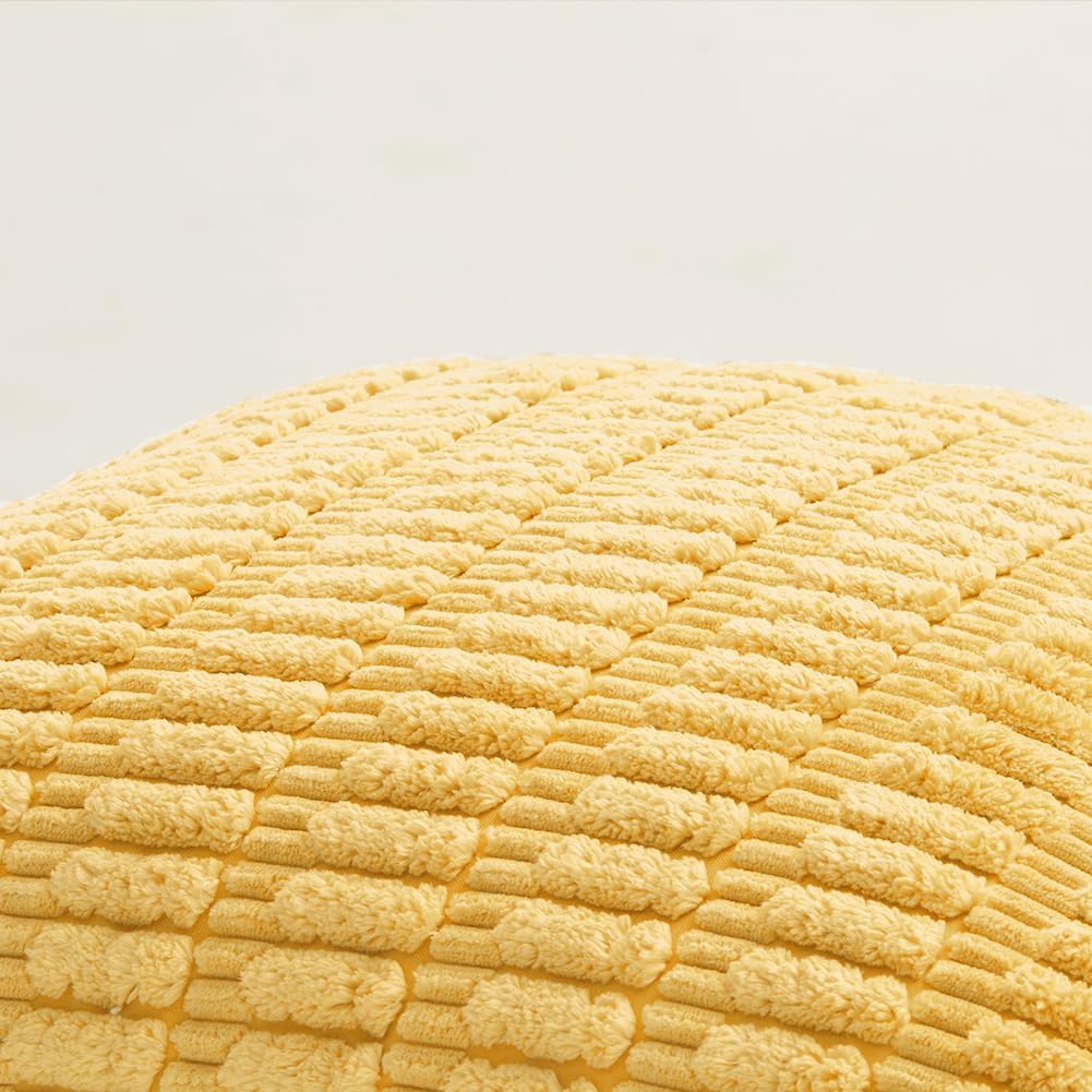 Fancy Homi 4 Packs Yellow Lumbar Decorative Throw Pillow Covers 12x20 Inch for Living Room Couch Bed Sofa, Rustic Farmhouse Boho Home Decor, Soft Striped Corduroy Rectangle Cushion Case 30x50 cm